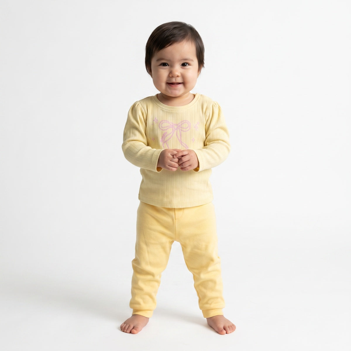 Baby Boys Yellow and Beige Cotton Jogger Pack of 2 Regular Fit Casual Kids Pants