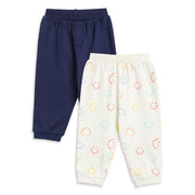 Baby Boys Navy Blue and White Cotton Knit Bottom Pack of 2 Regular Fit Everyday Wear