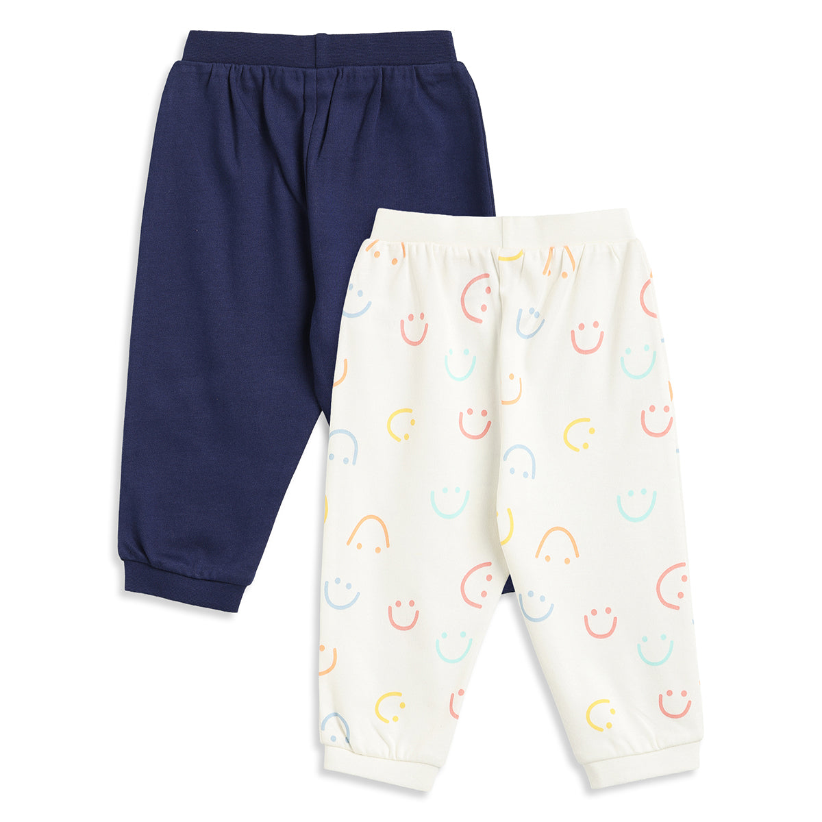 Baby Boys Navy Blue and White Cotton Knit Bottom Pack of 2 Regular Fit Everyday Wear