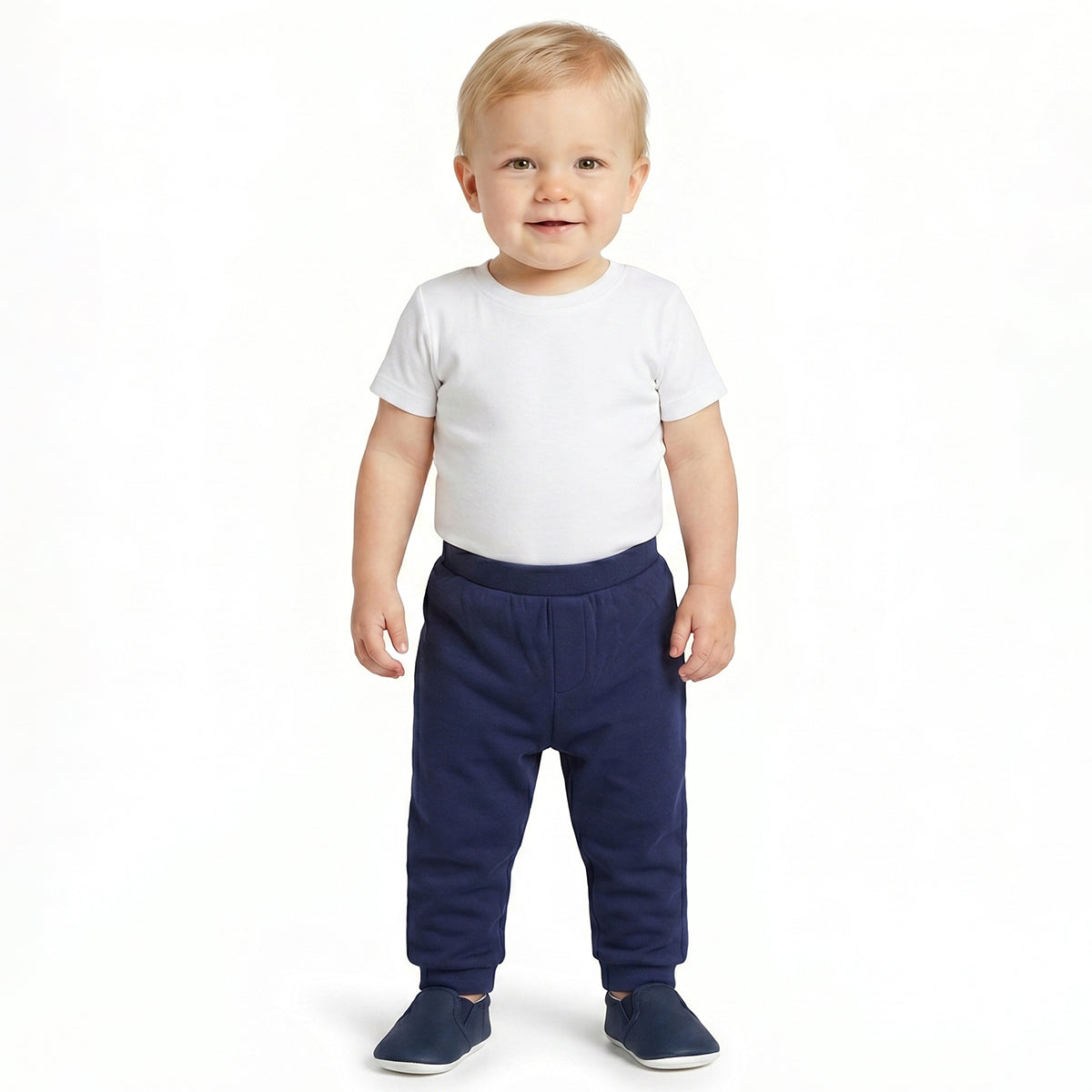 Baby Boys Navy Blue and White Cotton Knit Bottom Pack of 2 Regular Fit Everyday Wear