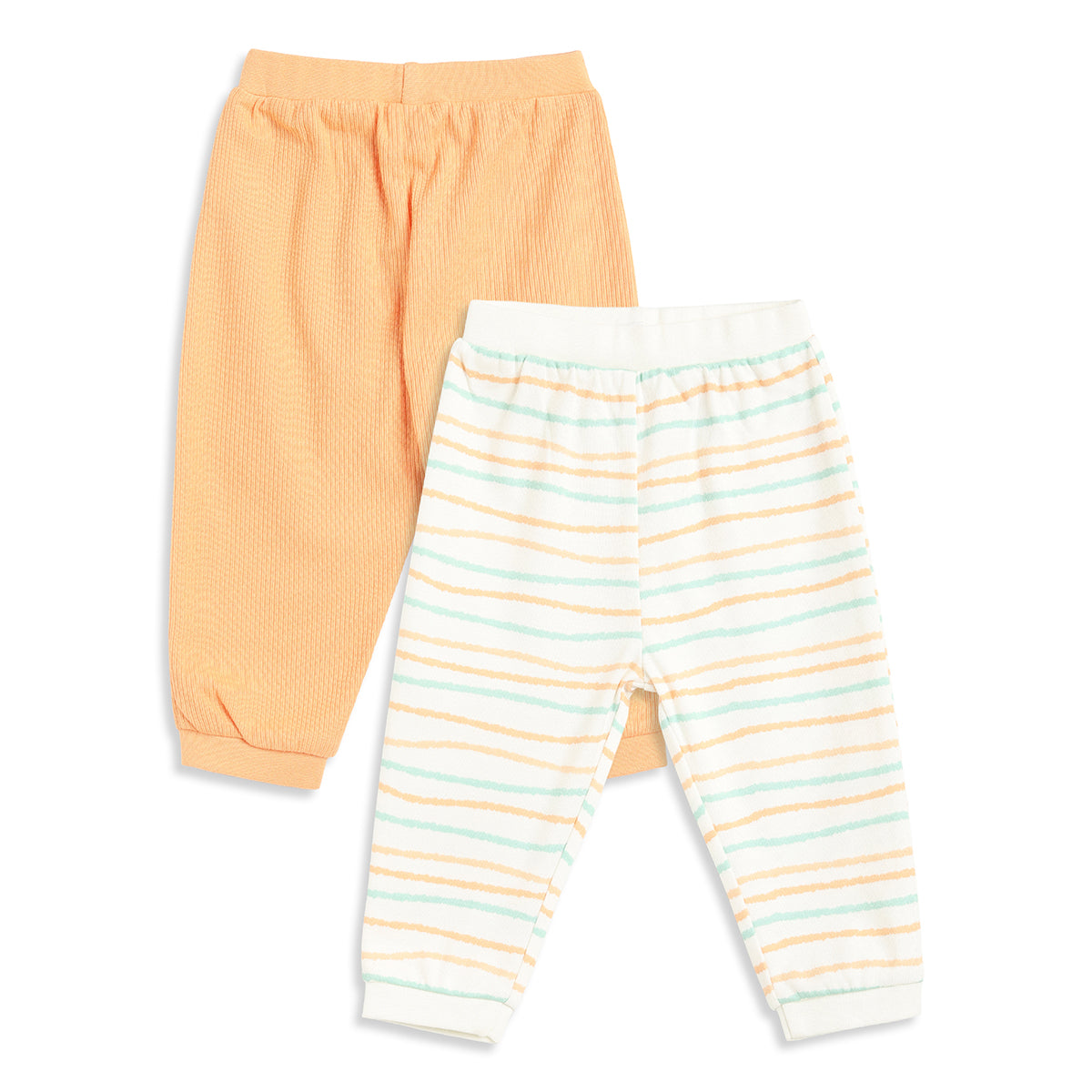 Baby Boys Peach and White Cotton Knit Bottom Pack of 2 Regular Fit Everyday Wear
