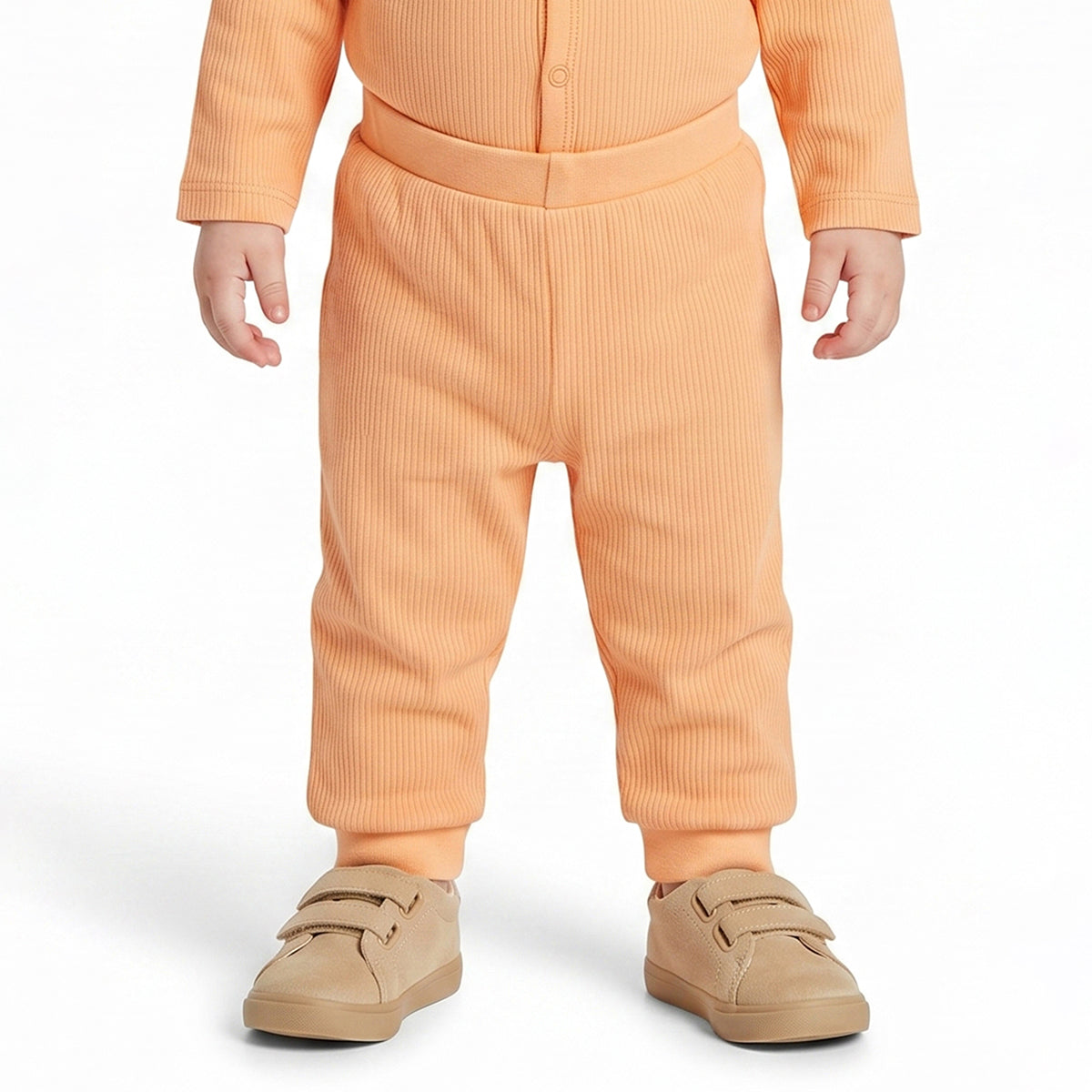 Baby Boys Peach and White Cotton Knit Bottom Pack of 2 Regular Fit Everyday Wear