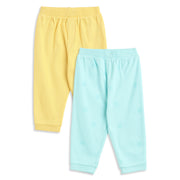 Baby Boys Yellow and Aqua Blue Cotton Knit Bottom Pack of 2 Regular Fit Everyday Wear