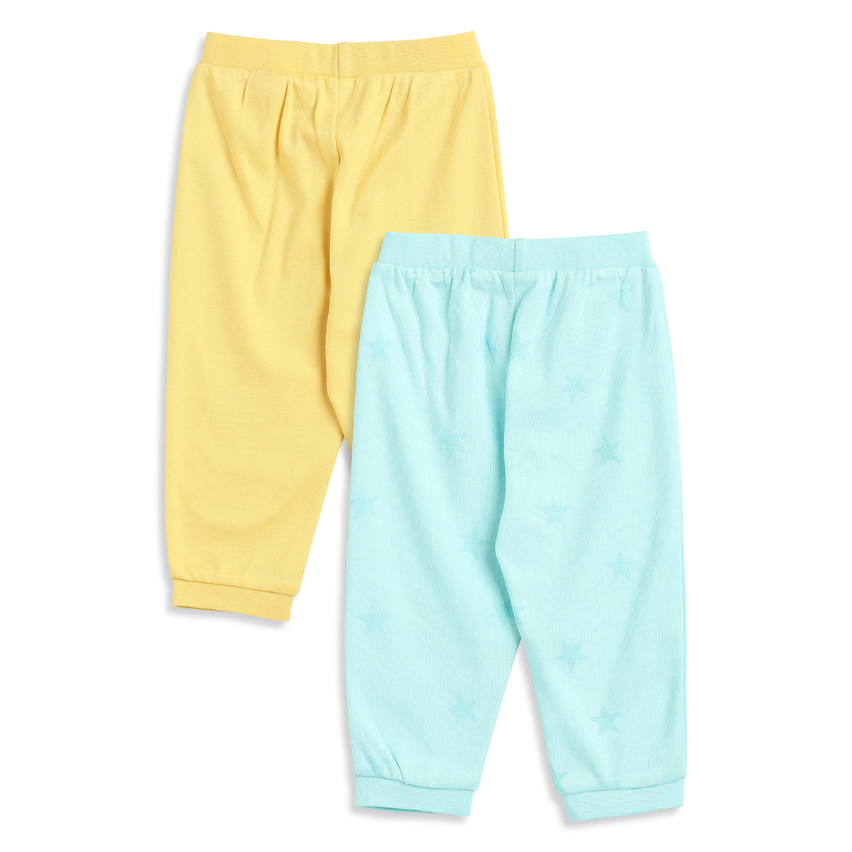 Baby Boys Yellow and Aqua Blue Cotton Knit Bottom Pack of 2 Regular Fit Everyday Wear