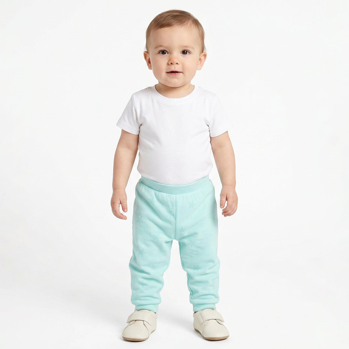 Baby Boys Yellow and Aqua Blue Cotton Knit Bottom Pack of 2 Regular Fit Everyday Wear