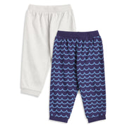 Baby Boys Off White and Navy Blue Cotton Knit Bottom Pack of 2 Regular Fit Everyday Wear