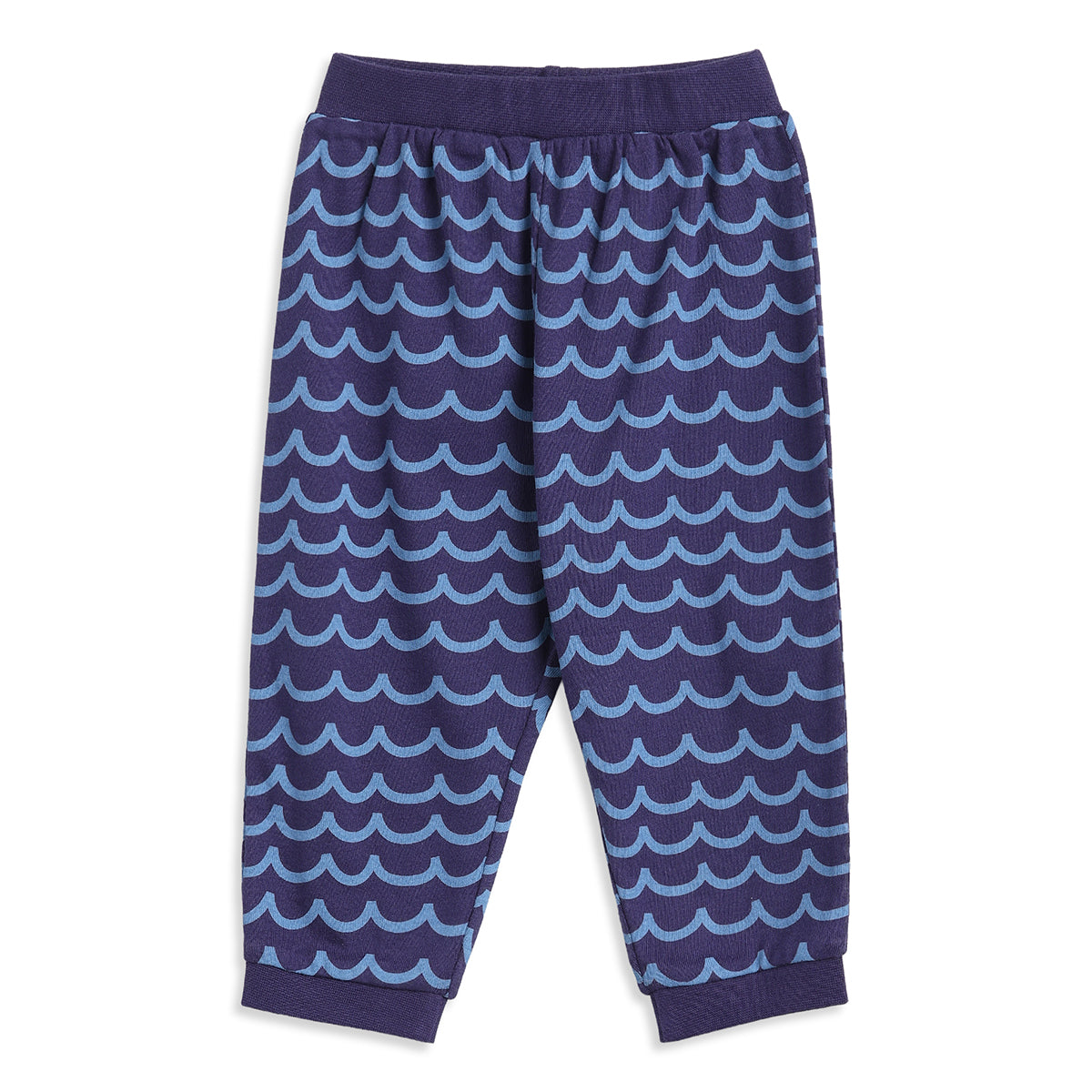 Baby Boys Off White and Navy Blue Cotton Knit Bottom Pack of 2 Regular Fit Everyday Wear