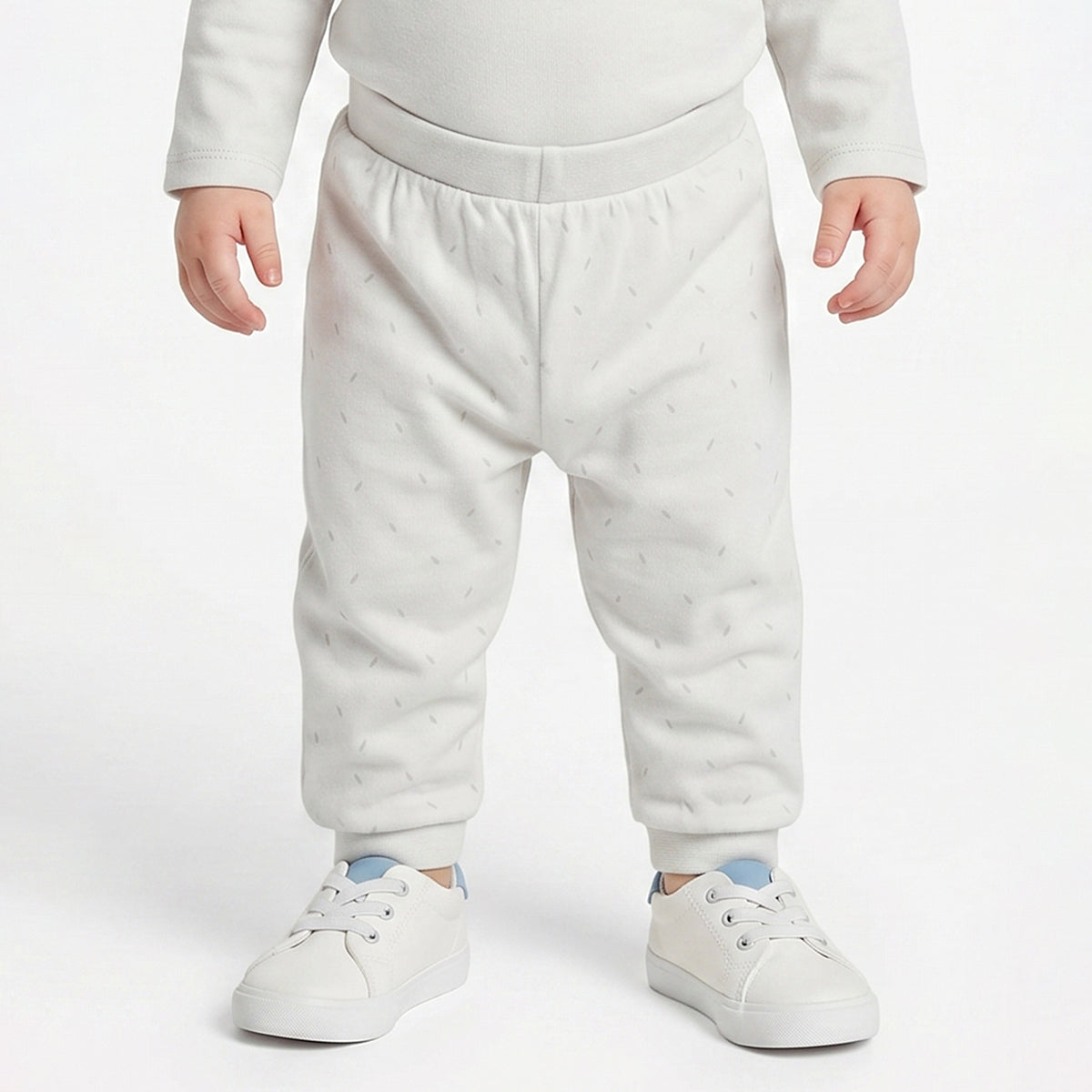 Baby Boys Off White and Navy Blue Cotton Knit Bottom Pack of 2 Regular Fit Everyday Wear