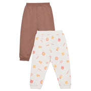 Baby Boys Brown and Off-White Cotton Jogger Pants Pack of 2 Regular Fit Casual Kids Pants