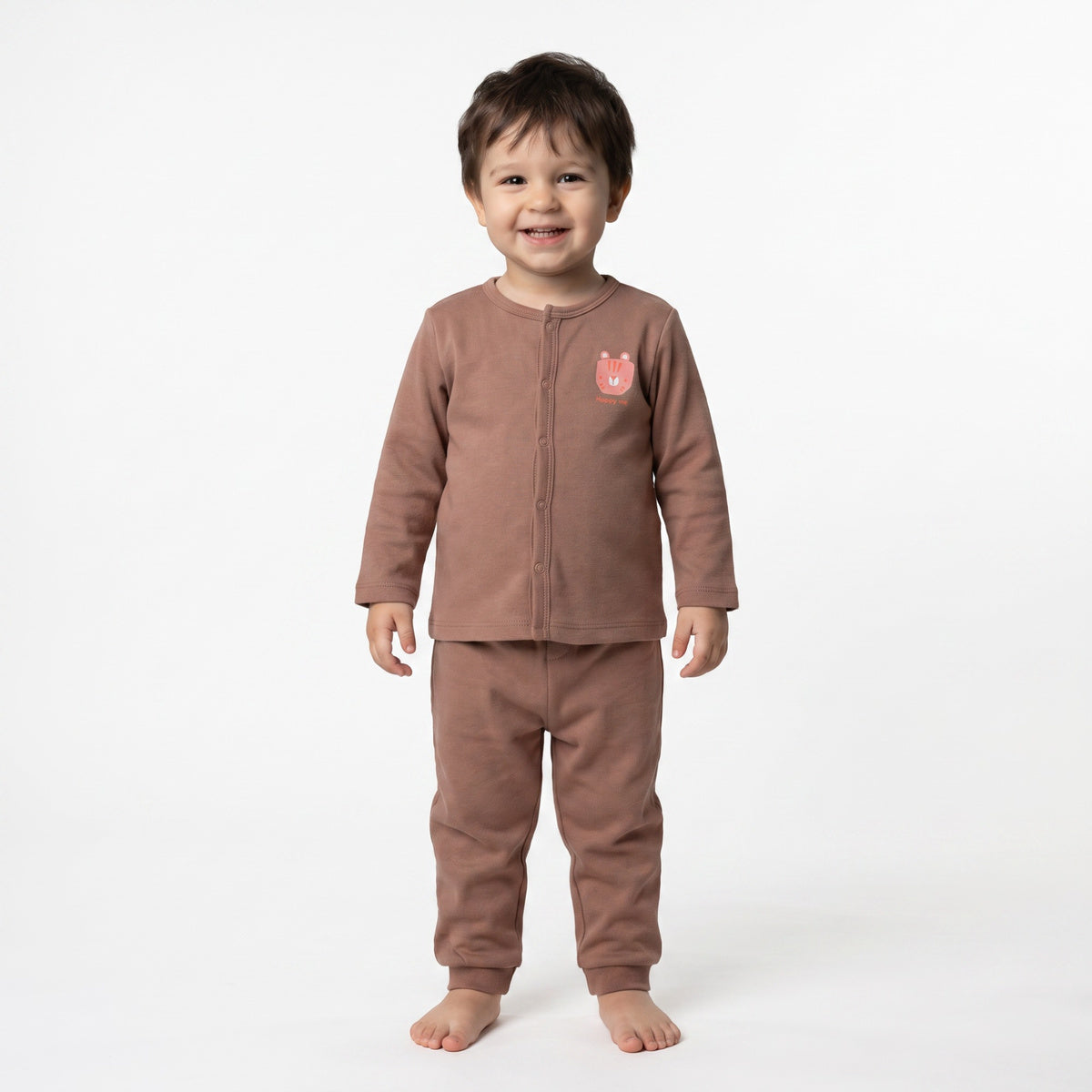 Baby Boys Brown and Off-White Cotton Jogger Pants Pack of 2 Regular Fit Casual Kids Pants