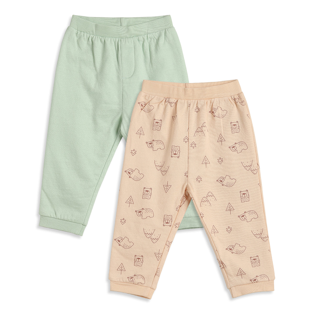 Baby Boys Mint Green and Peach Cotton Knit Bottom  Pack of 2 Regular Fit Everyday Wear