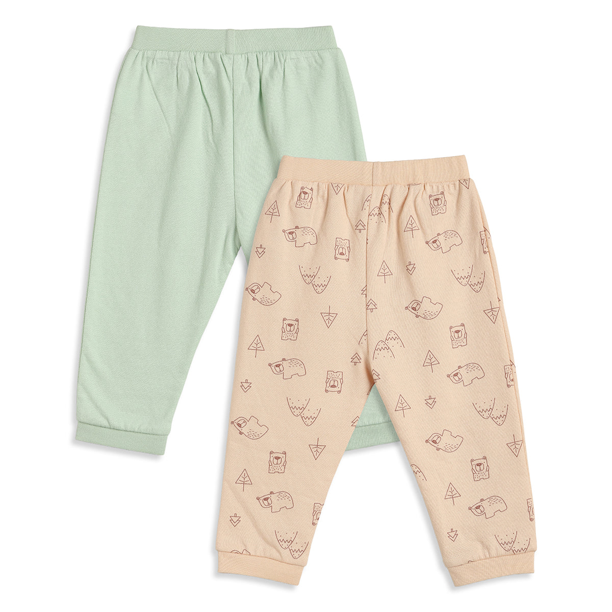 Baby Boys Mint Green and Peach Cotton Knit Bottom  Pack of 2 Regular Fit Everyday Wear