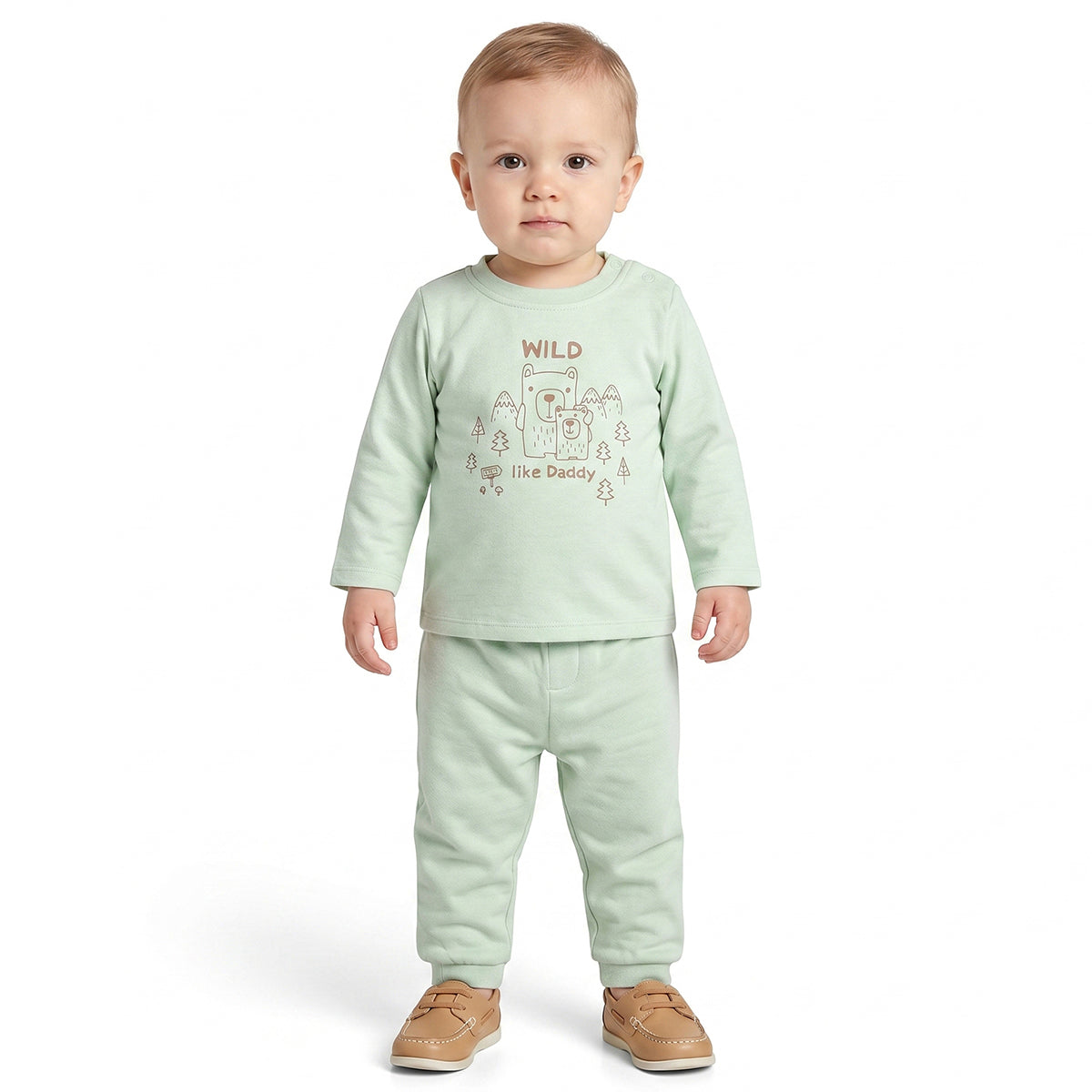 Baby Boys Mint Green and Peach Cotton Knit Bottom  Pack of 2 Regular Fit Everyday Wear