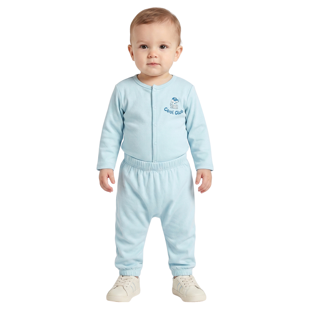 Baby Boys Sky Blue and White Cotton Knit Bottom Pack of 2 Everyday