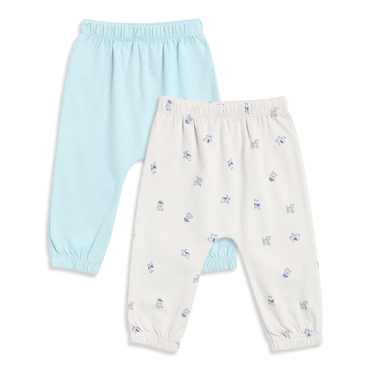 Baby Boys Sky Blue and White Cotton Knit Bottom Pack of 2 Regular Fit Everyday Wear