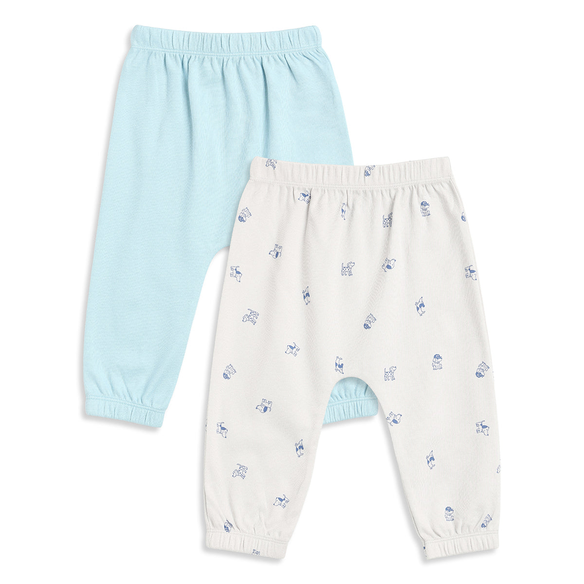 Baby Boys Sky Blue and White Cotton Knit Bottom Pack of 2 Regular Fit Everyday Wear