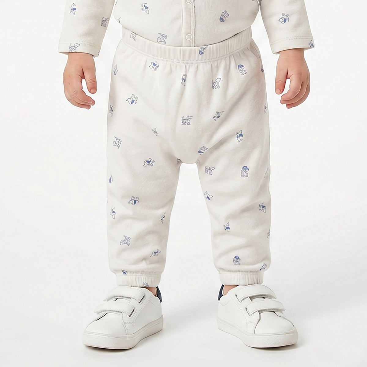 Baby Boys Sky Blue and White Cotton Knit Bottom Pack of 2 Regular Fit Everyday Wear