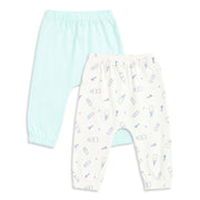 Baby Boys Mint Green and White Cotton Knit Bottom Pack of 2 Regular Fit Everyday Wear