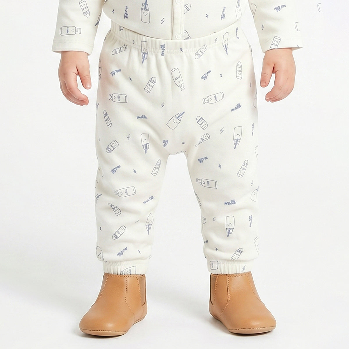 Baby Boys Mint Green and White Cotton Knit Bottom Pack of 2 Regular Fit Everyday Wear