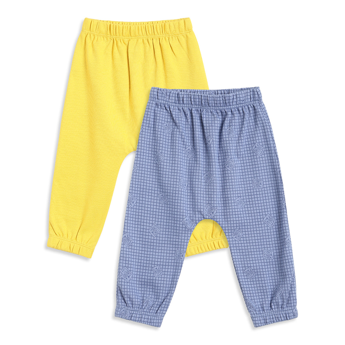 Baby Boys Yellow and Blue Cotton Knit Bottom Pack of 2 Regular Fit Everyday Wear