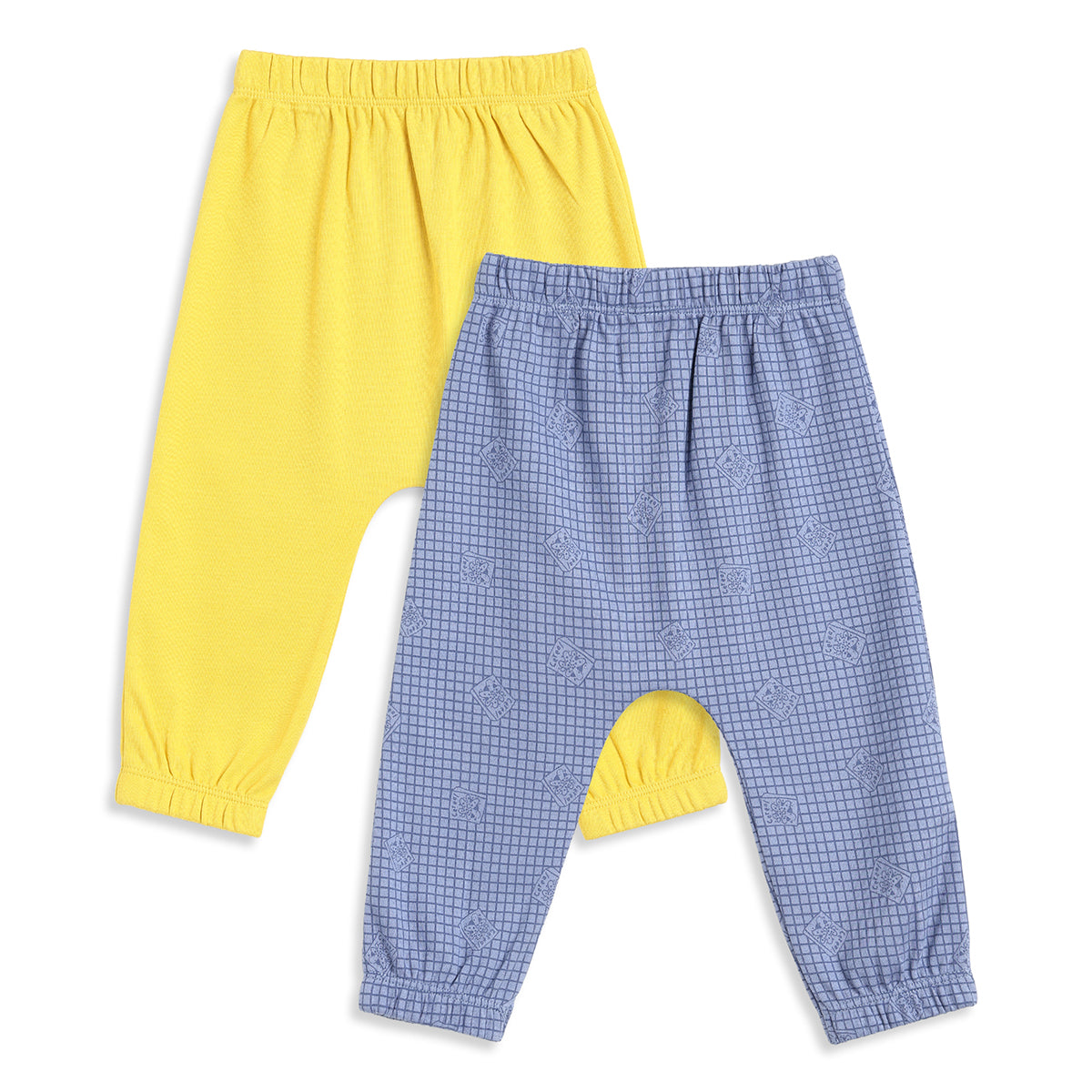 Baby Boys Yellow and Blue Cotton Knit Bottom Pack of 2 Regular Fit Everyday Wear