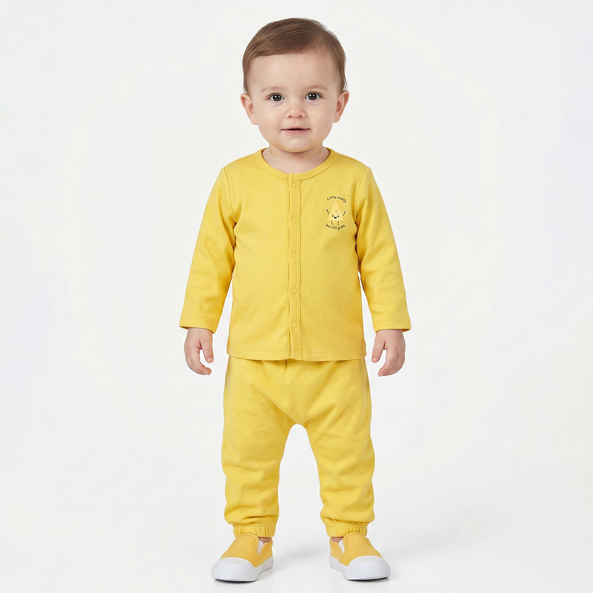 Baby Boys Yellow and Blue Cotton Knit Bottom Pack of 2 Regular Fit Everyday Wear