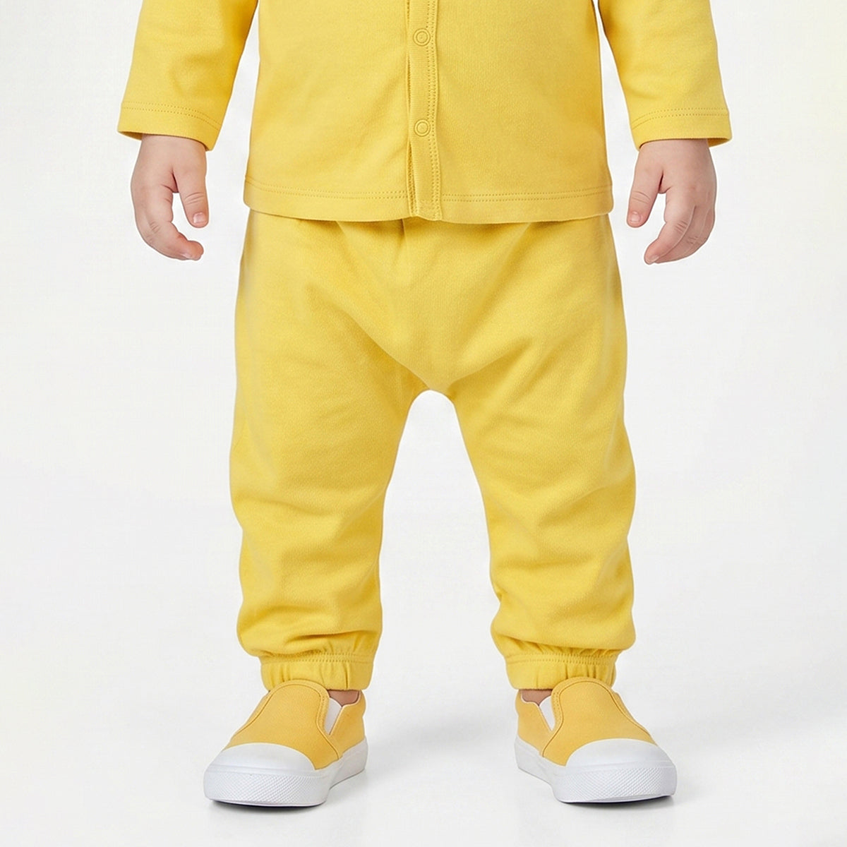 Baby Boys Yellow and Blue Cotton Knit Bottom Pack of 2 Regular Fit Everyday Wear