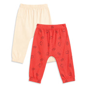 Baby Boys Red and Cream Cotton Knit Bottom Pack of 2 Regular Fit Everyday Wear