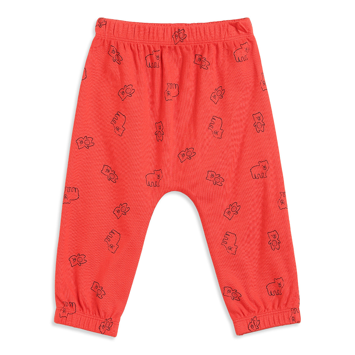 Baby Boys Red and Cream Cotton Knit Bottom Pack of 2 Regular Fit Everyday Wear