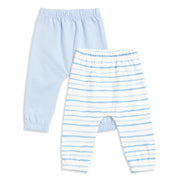 Baby Boys Blue and White Striped Cotton Knit Bottom Pack of 2 Regular Fit Everyday Wear