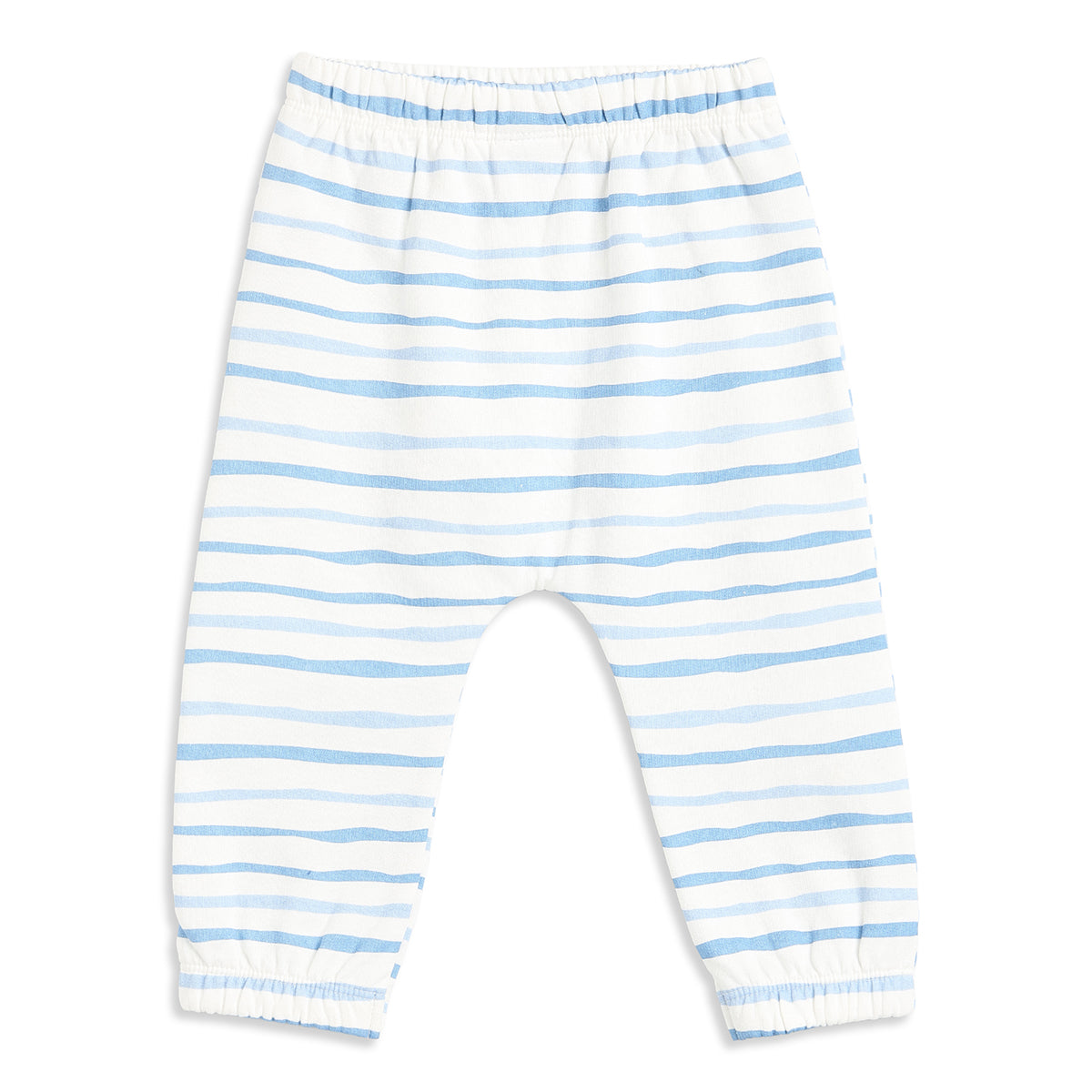 Baby Boys Blue and White Striped Cotton Knit Bottom Pack of 2 Regular Fit Everyday Wear