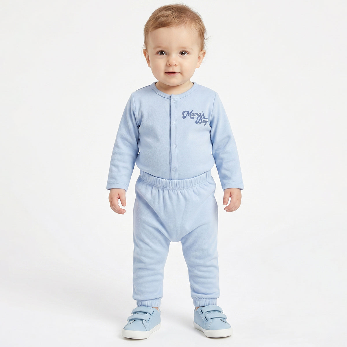 Baby Boys Blue and White Striped Cotton Knit Bottom Pack of 2 Regular Fit Everyday Wear
