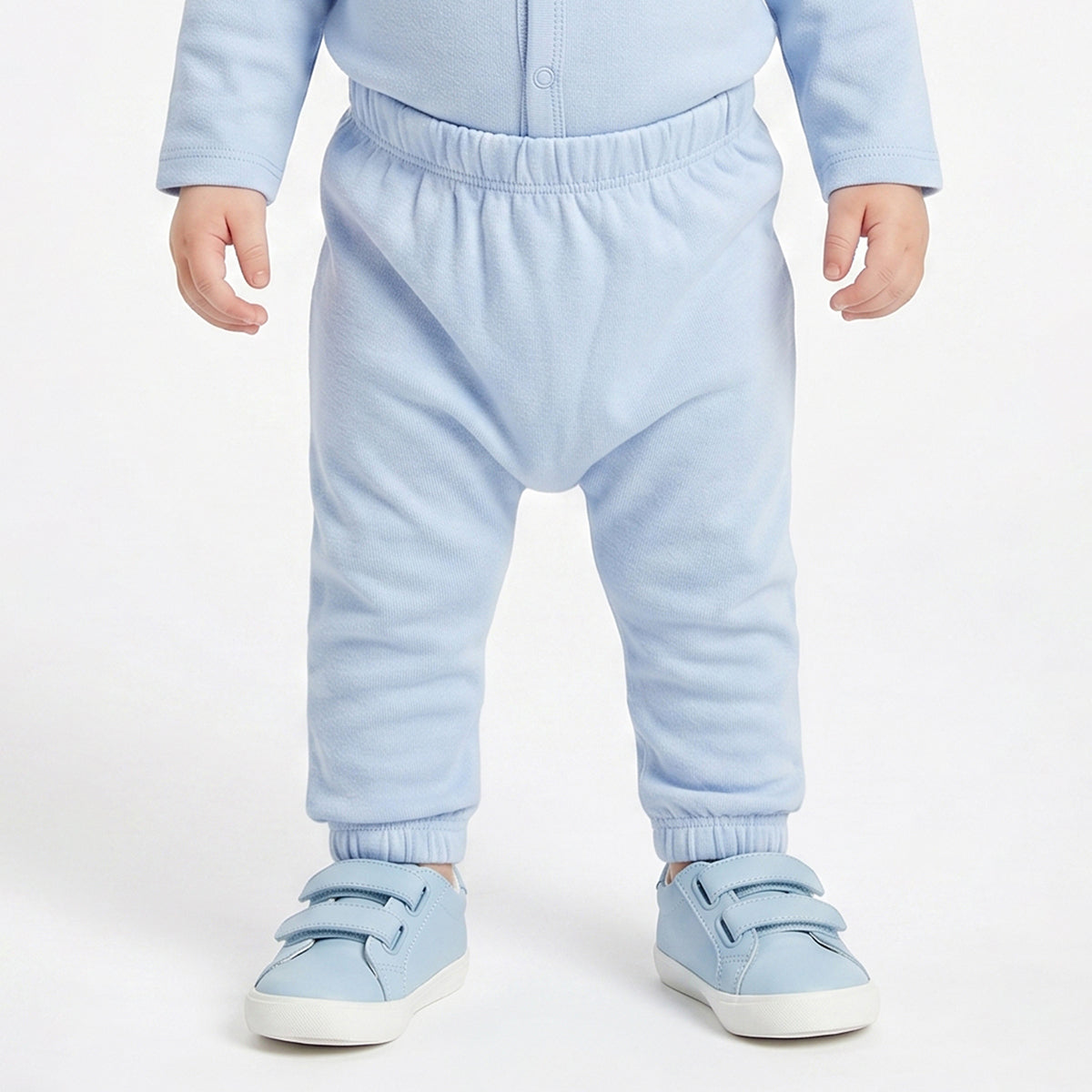 Baby Boys Blue and White Striped Cotton Knit Bottom Pack of 2 Regular Fit Everyday Wear