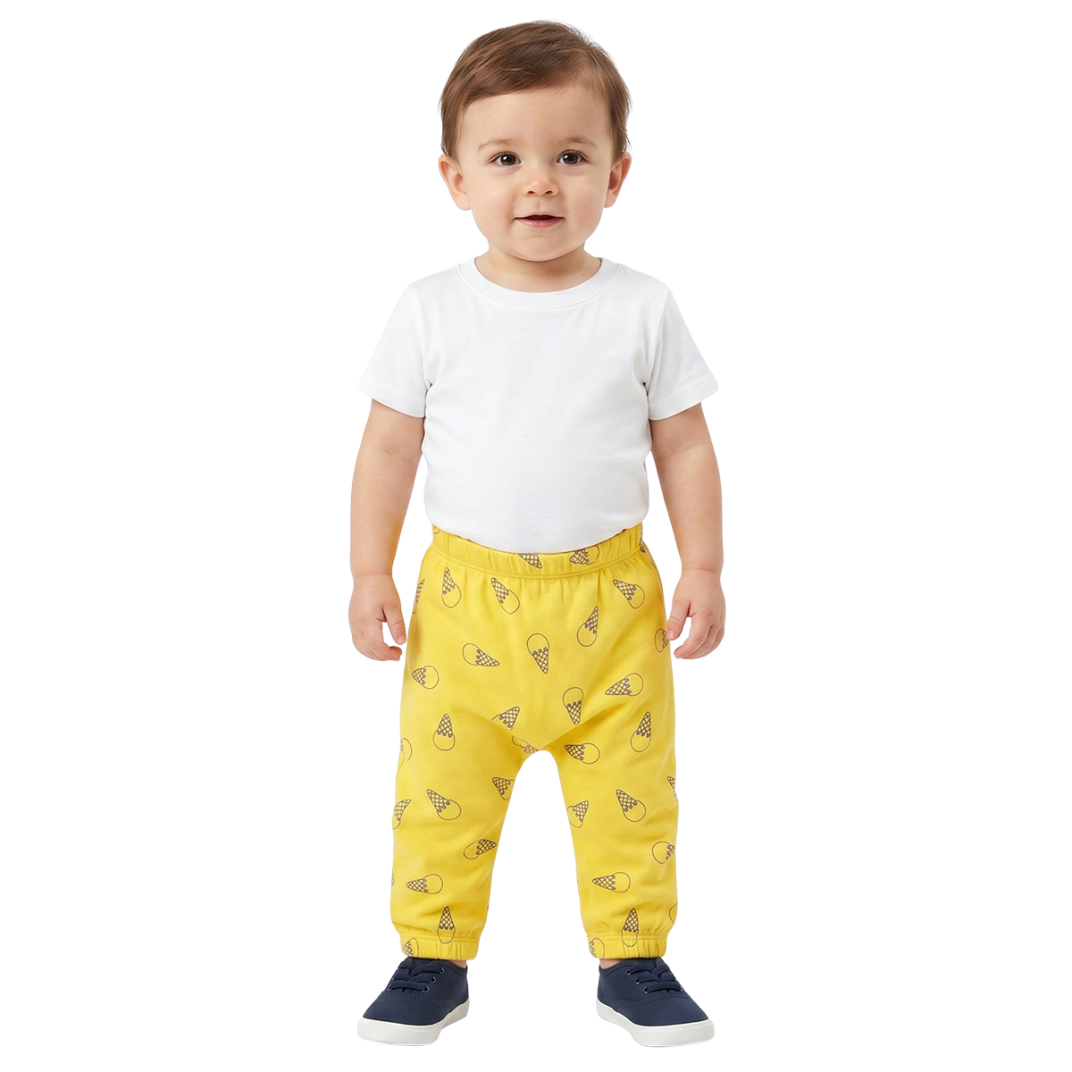 Baby Boys Yellow and Blue Cotton Knit Bottom Pack of 2 Regular Fit