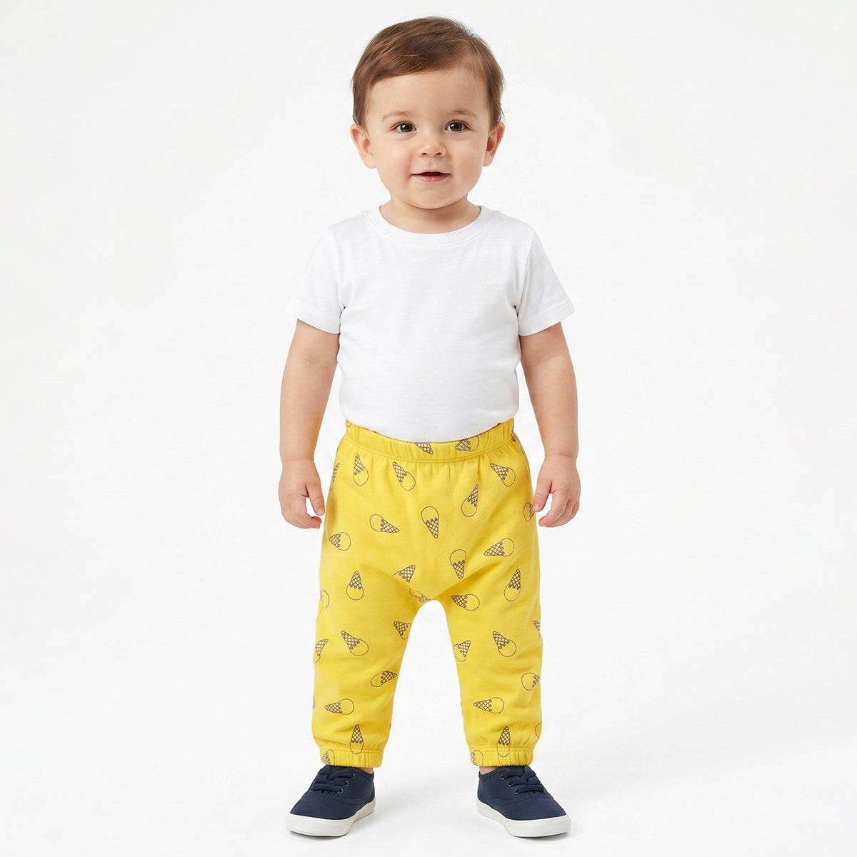 Baby Boys Yellow & Blue Cotton Knit Bottom Pack of 2 Regular Fit Casual Wear