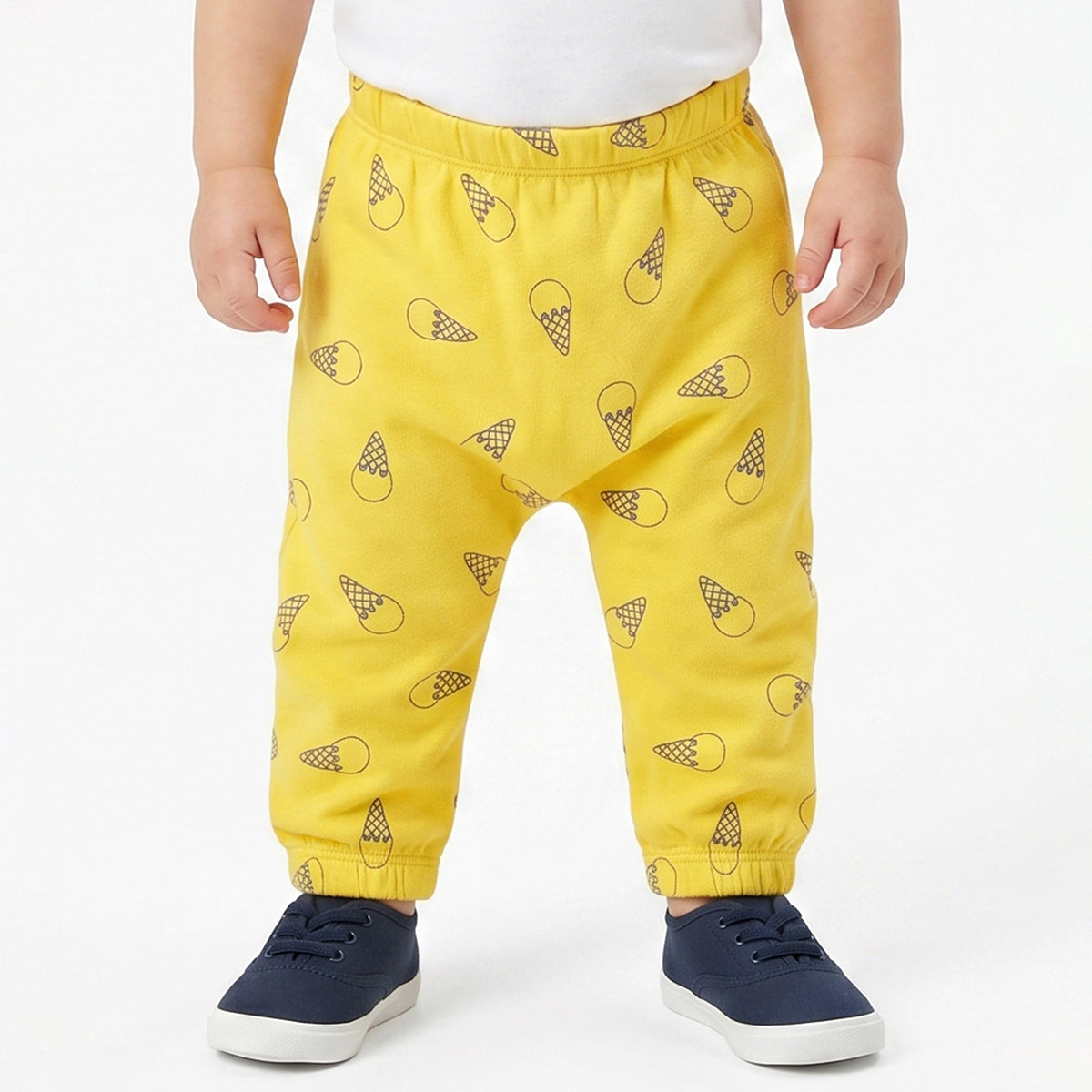 Baby Boys Yellow & Blue Cotton Knit Bottom Pack of 2 Regular Fit Casual Wear
