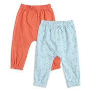 Baby Boys Coral & Sky Blue Cotton Knit Bottom Pack of 2 Regular Fit Casual Wear