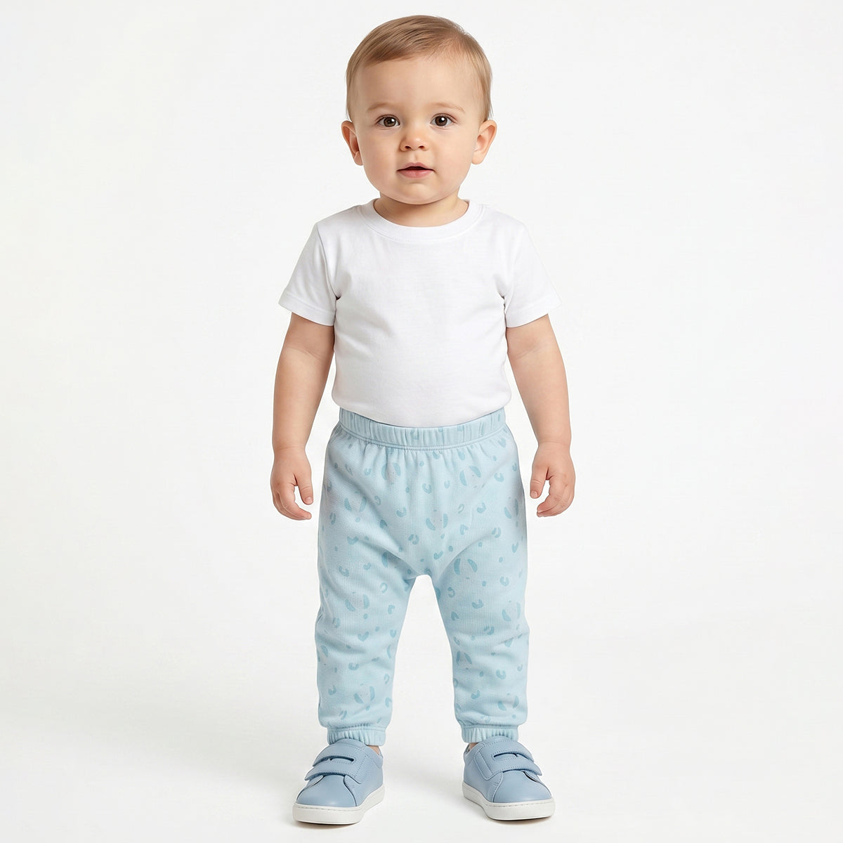 Baby Boys Coral & Sky Blue Cotton Knit Bottom Pack of 2 Regular Fit Casual Wear