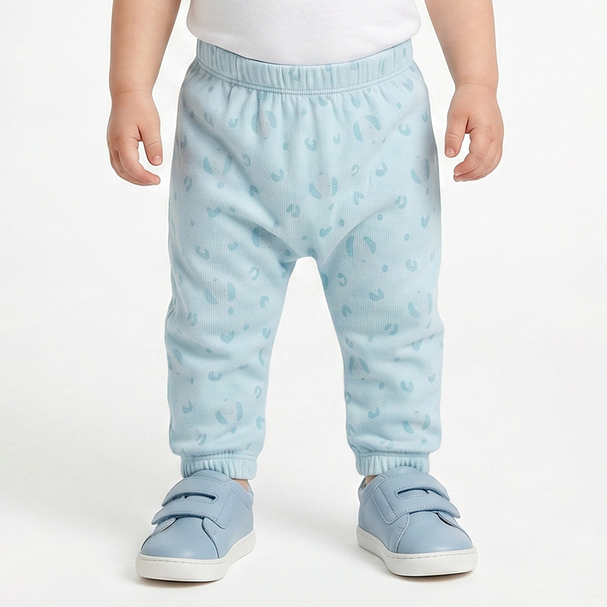 Baby Boys Coral & Sky Blue Cotton Knit Bottom Pack of 2 Regular Fit Casual Wear