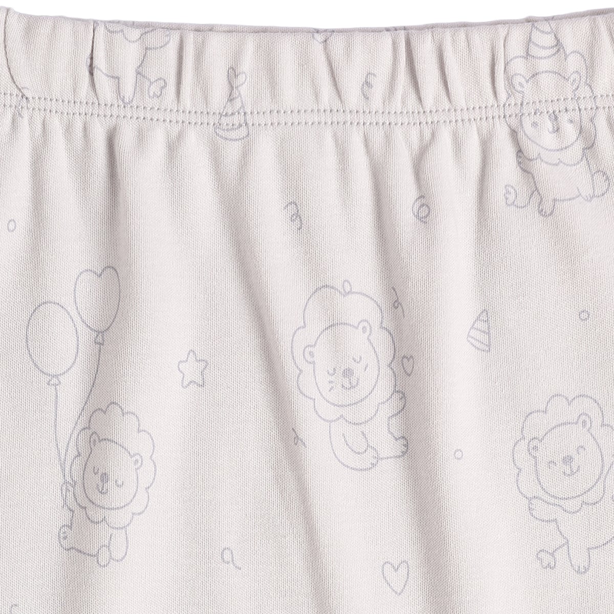 Baby Boys Off-White And Light Grey Cotton Lion Printed Knit Bottoms Pack Of 2 Regular Fit Casual Wear