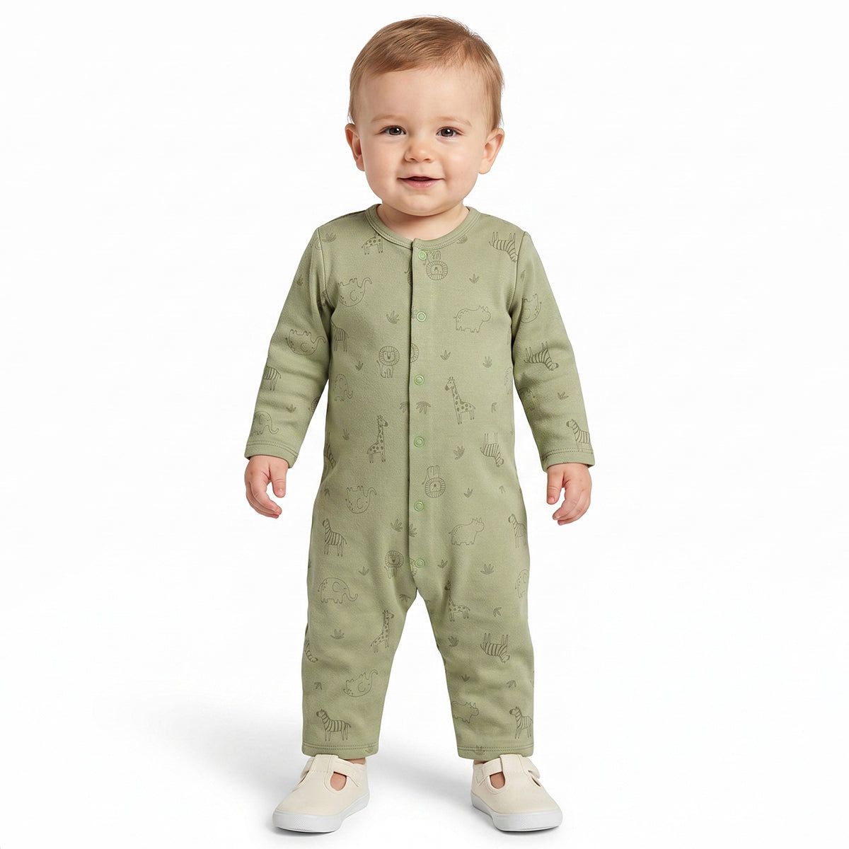 Baby Boys Blue and Olive Green Cotton Printed Rompers Pack of 2 Regular Fit Casual Baby Rompers