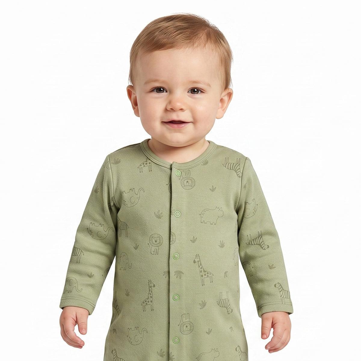 Baby Boys Blue and Olive Green Cotton Printed Rompers Pack of 2 Regular Fit Casual Baby Rompers