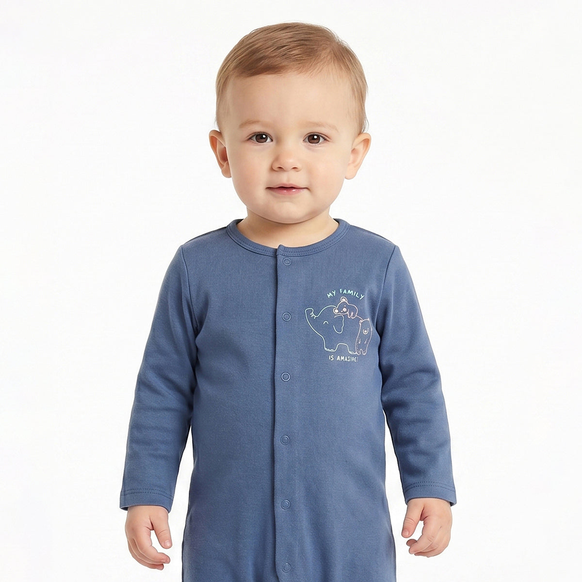 Baby Boys Blue and Olive Green Cotton Printed Rompers Pack of 2 Regular Fit Casual Baby Rompers
