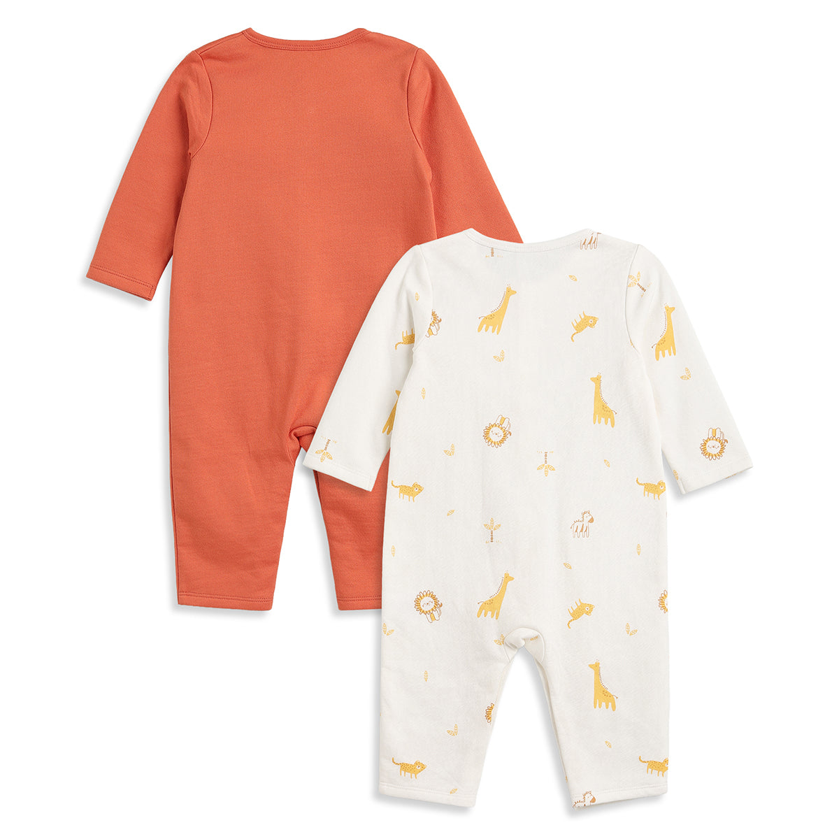Baby Boys Orange and Off White Cotton Printed Rompers Pack of 2 Regular Fit Casual Baby Rompers