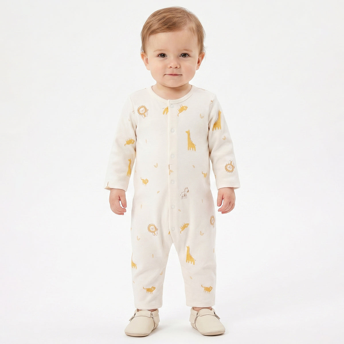 Baby Boys Orange and Off White Cotton Printed Rompers Pack of 2 Regular Fit Casual Baby Rompers