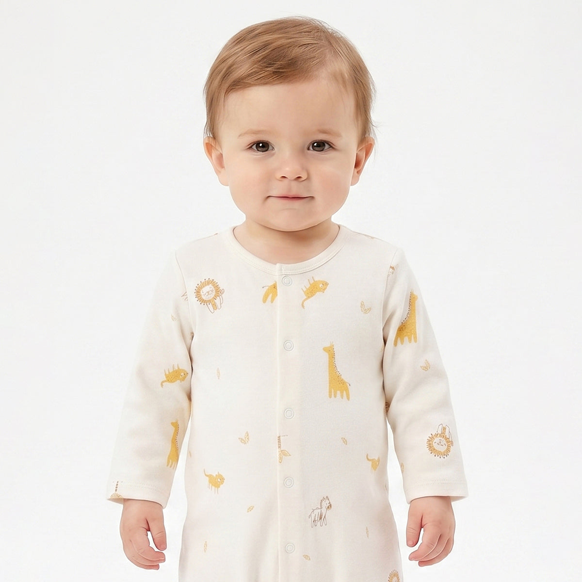 Baby Boys Orange and Off White Cotton Printed Rompers Pack of 2 Regular Fit Casual Baby Rompers