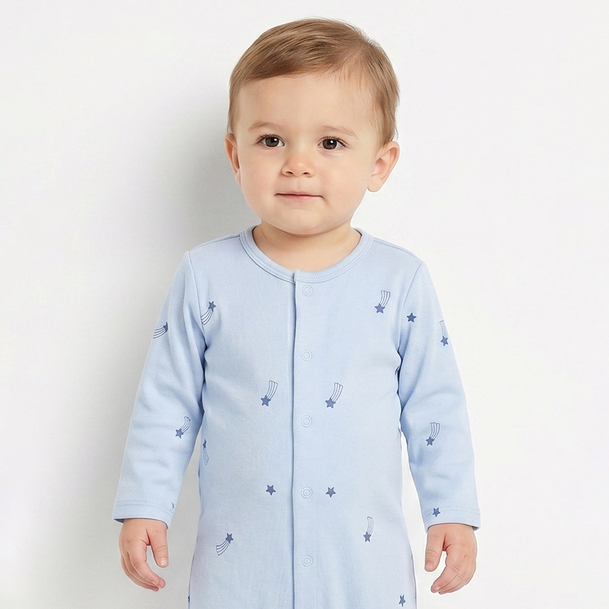 Baby Boys Blue and White Cotton Printed Rompers Pack of 2 Regular Fit Casual Baby Rompers