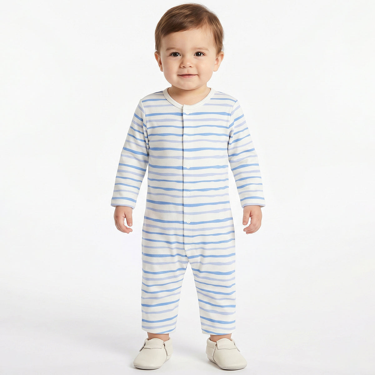 Baby Boys Blue and White Cotton Printed Rompers Pack of 2 Regular Fit Casual Baby Rompers
