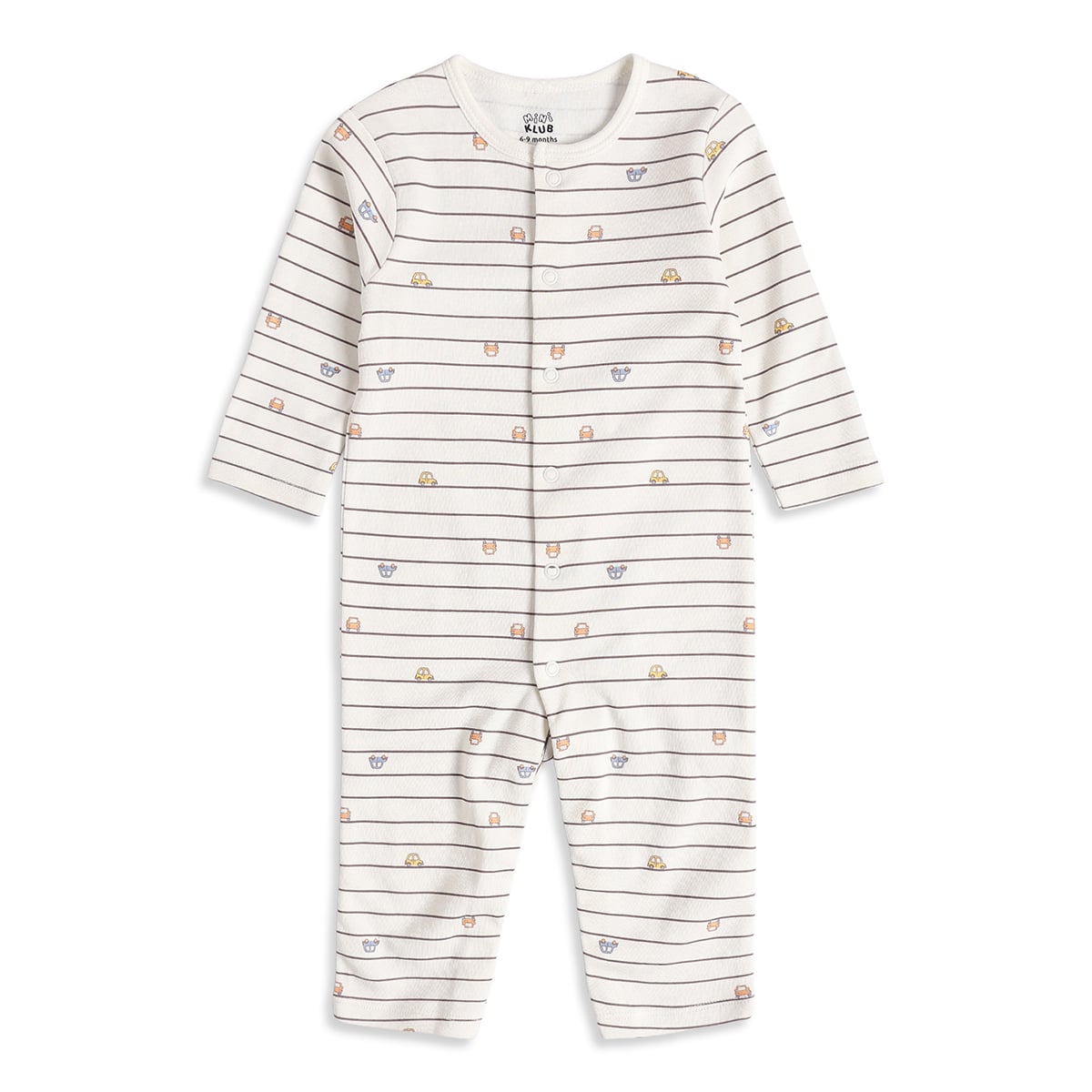 Baby Boys Light Blue And Off White Cotton Blend Vehicle Printed Rompers Pack of 2 Regular Fit Casual Wear