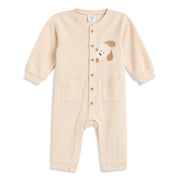 Baby Boys Beige Cotton Applique Romper Regular Fit Casual Baby Romper
